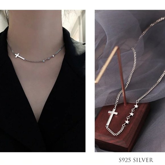 *NEW 925 Sterling Silver Cross Chain Necklace - Picture 6 of 9